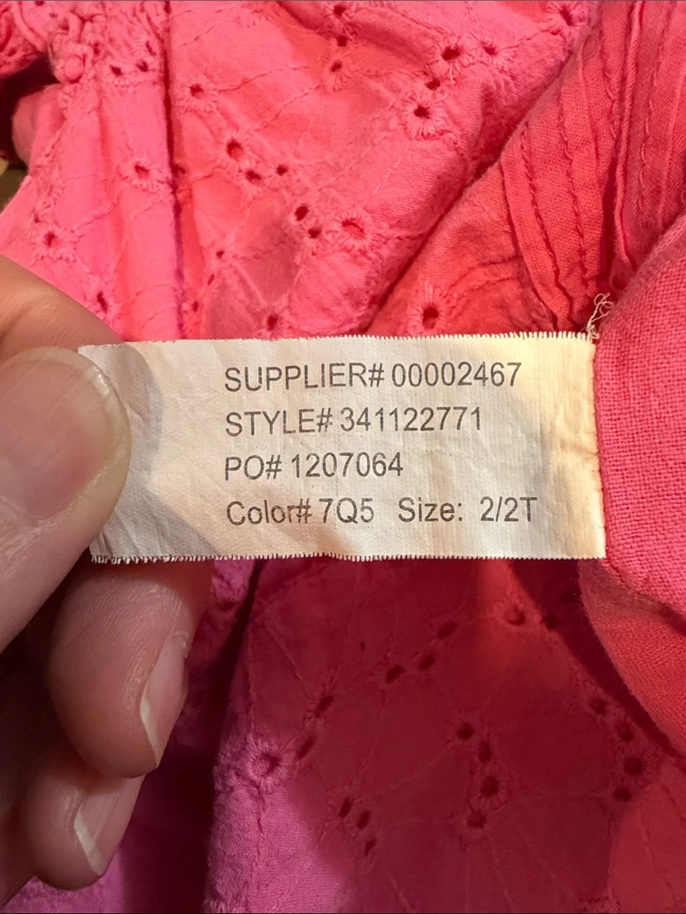 CHAPS Girls 2T Pink Eyelet Cotton Dress Ruffle Strap Embroidered Summer Sundress